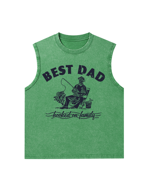 Best Fishing Dad Unisex Washed Cotton Tank