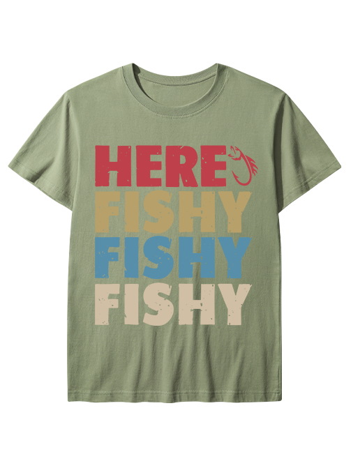 Here Fishy Fishy Fishy Playful And Colorful Unisex Classic Cotton Tee
