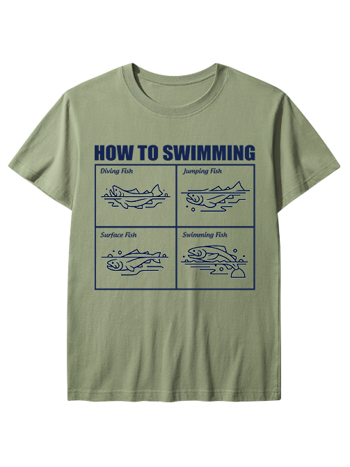 How to Swimming Humor Minimalist Unisex Classic Cotton Tee