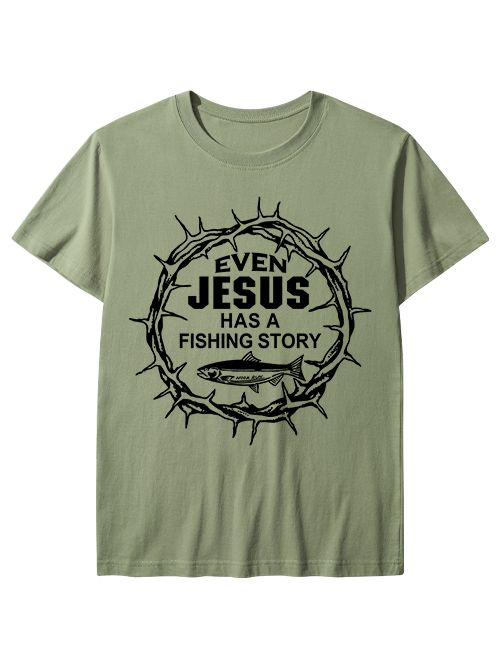 Jesus Fishing Story Crown of Thorns Unisex Classic Cotton Tee