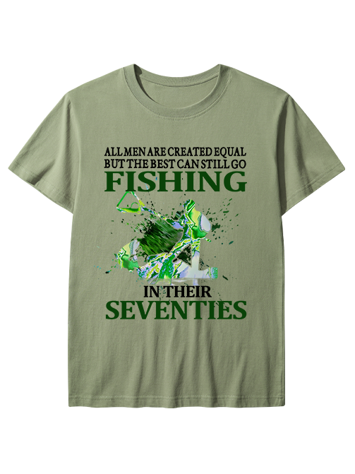 Fishing in Their Seventies Inspirational Unisex Classic Cotton Tee