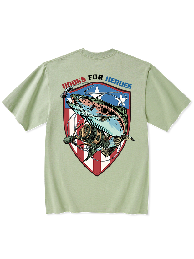 Hooks for Heroes Shield Unisex Heavyweight Cotton T-Shirt
