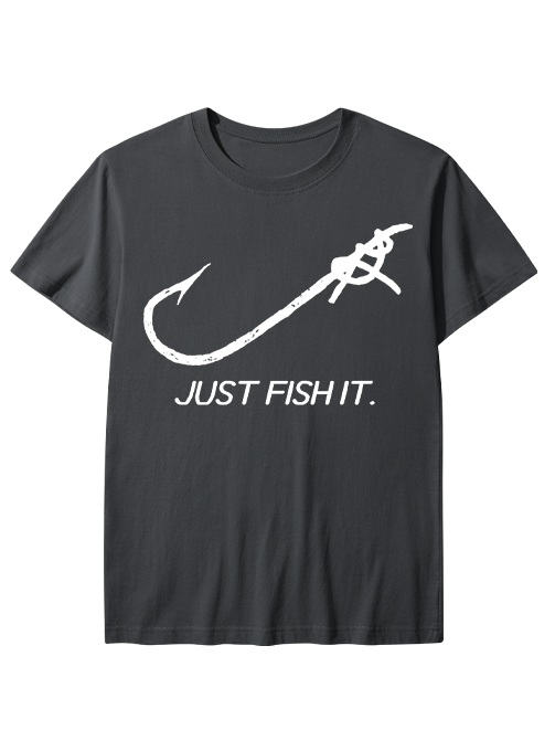 Just Fish It Minimalist Fishing Hook Unisex Classic Cotton Tee