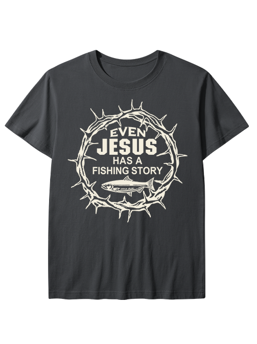 Jesus Fishing Story Crown of Thorns Unisex Classic Cotton Tee