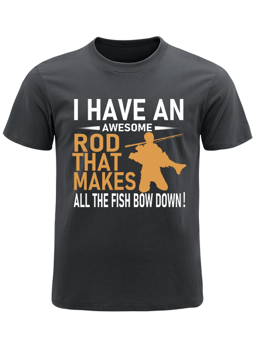 I Have an Awesome Rod Funny Male Angler Unisex Classic Cotton Tee