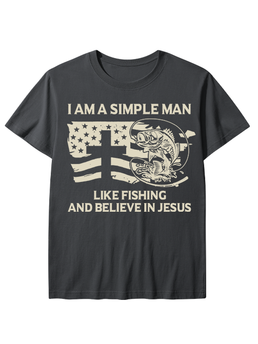 Simple Man Like Fishing And Believe In Jesus Unisex Classic Cotton Tee