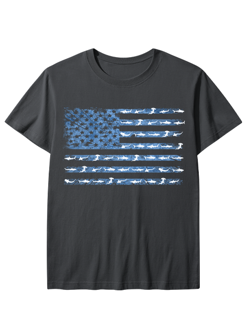 Patriotic Angler American Flag Fishing Unisex Classic Cotton Tee
