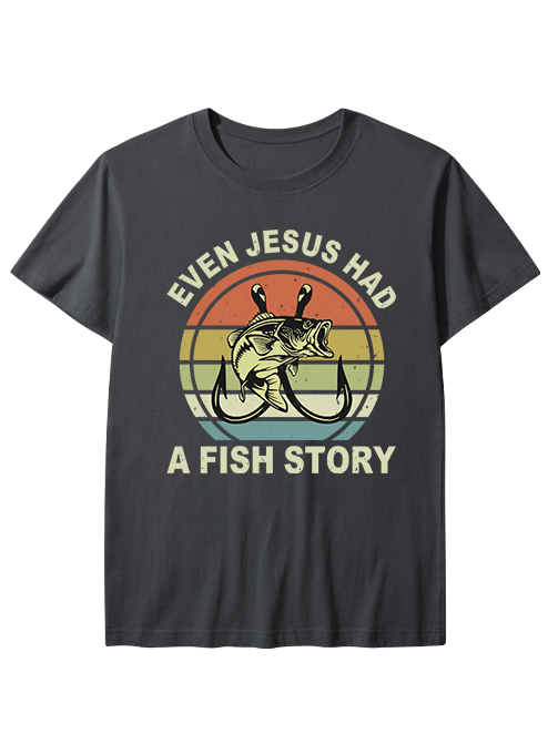 Even Jesus Had a Fish Story Retro Unisex Classic Cotton Tee