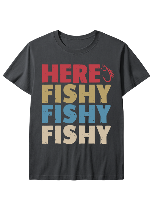 Here Fishy Fishy Fishy Playful And Colorful Unisex Classic Cotton Tee