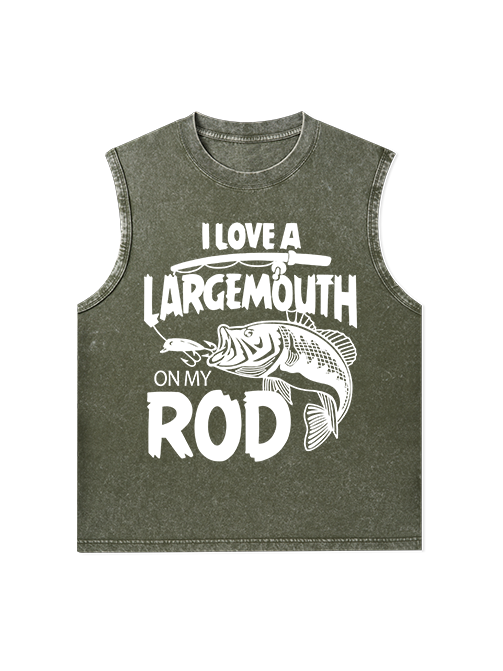 I Love a Largemouth on My Rod Funny Washed Cotton Tank