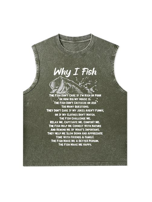 The Reasons Why I Love Fishing Unisex Washed Cotton Tank