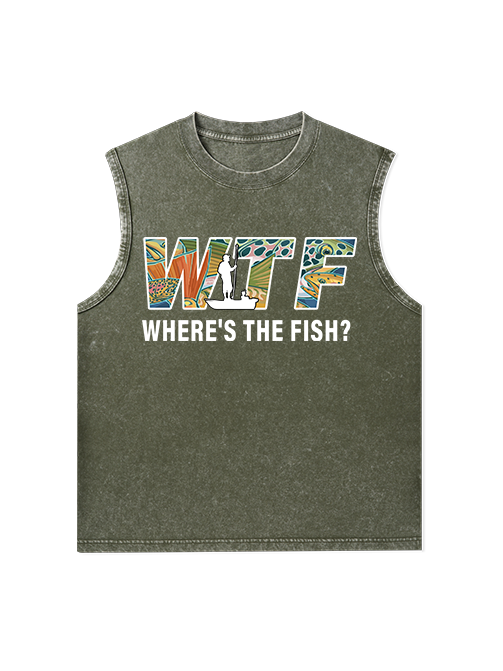Where is The Fish Funny Unisex Washed Cotton Tank