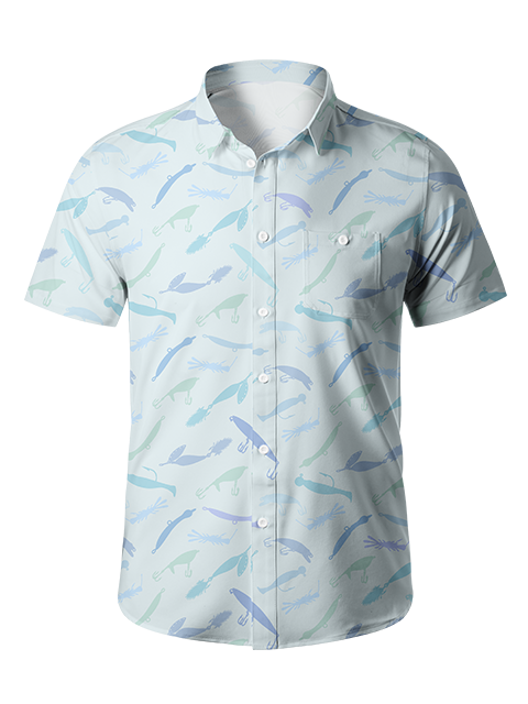 Stylish Colorful Fishing Lure Button Up Shirt