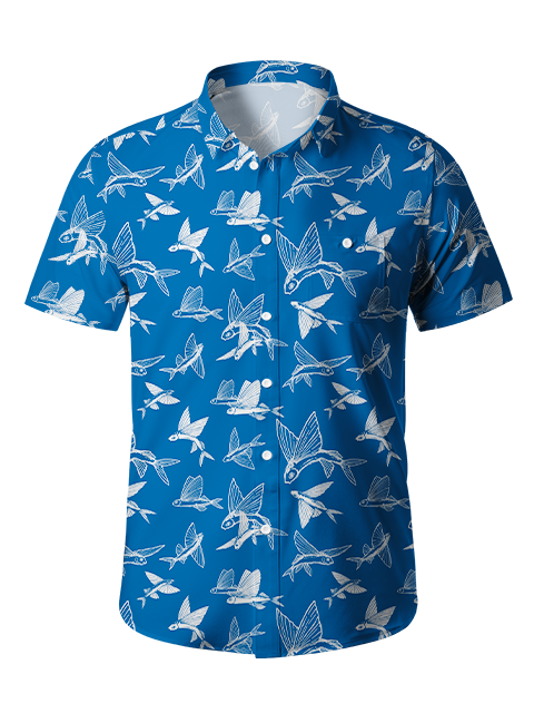 Ocean Breeze Flying Fish Button Up Shirt