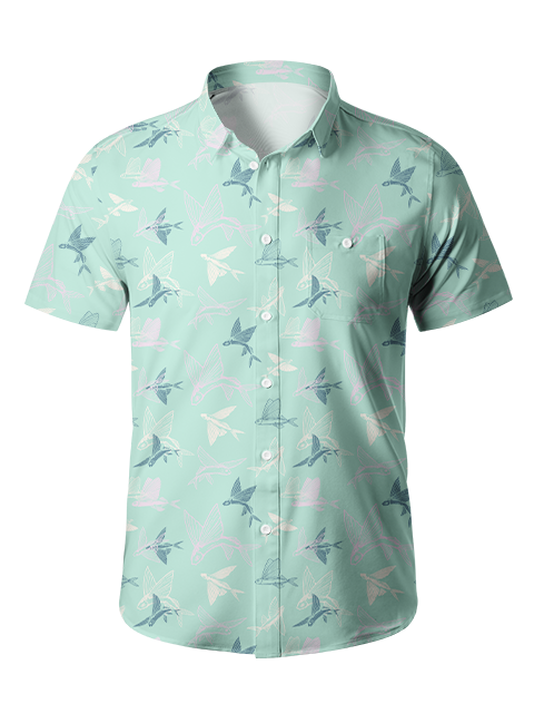 Ocean Breeze Flying Fish Button Up Shirt