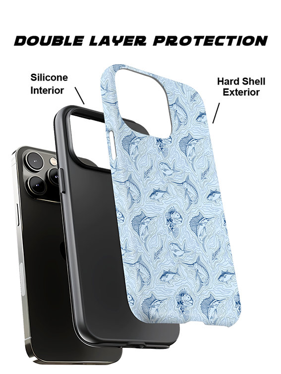 Saltwater Fish and Contour Map Minimalist Full Print iPhone Case