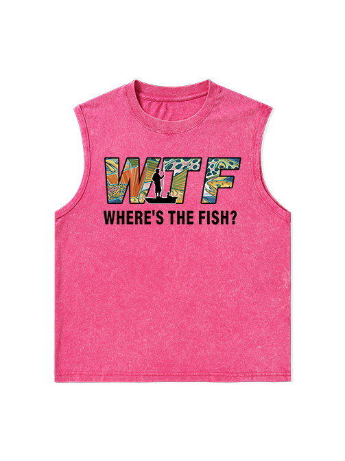 Where is The Fish Funny Unisex Washed Cotton Tank