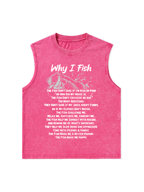 The Reasons Why I Love Fishing Unisex Washed Cotton Tank