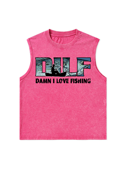 Damn I love Fishing Humor Unisex Washed Cotton Tank