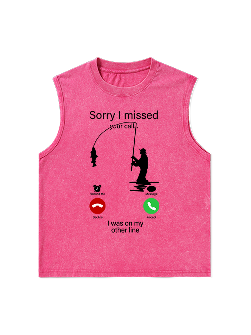 I Was on My Fishing Line Funny Unisex Washed Cotton Tank