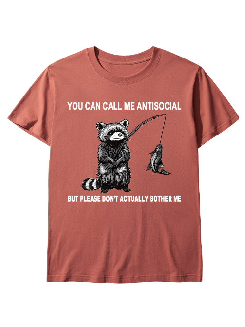 Antisocial Raccoon Fishing Humor  Unisex Classic Cotton Tee