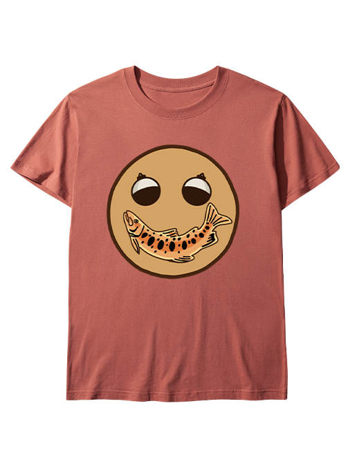 Creative Fishing Smiley Face Unisex Classic Cotton Tee