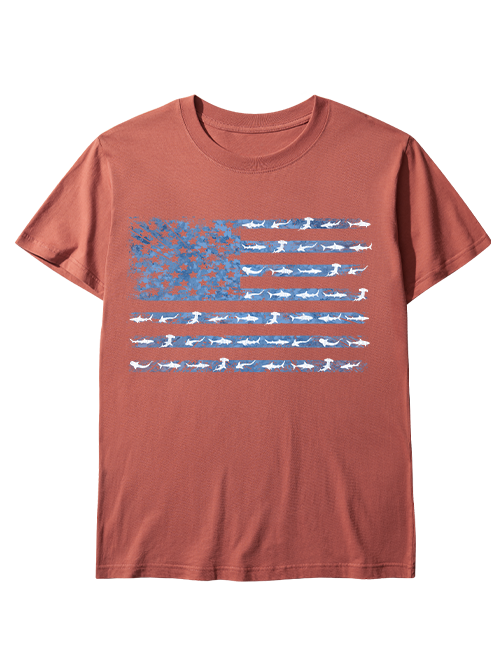 Patriotic Angler American Flag Fishing Unisex Classic Cotton Tee
