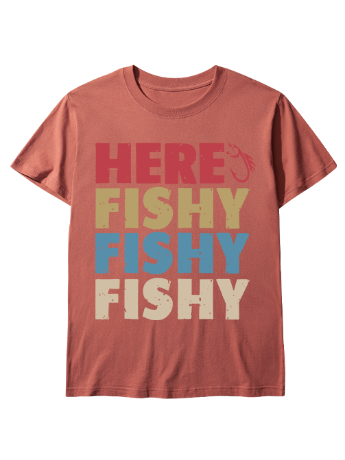 Here Fishy Fishy Fishy Playful And Colorful Unisex Classic Cotton Tee