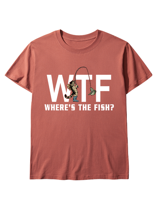 WTF Funny Cowboy Cat Fishing  Unisex Classic Cotton Tee