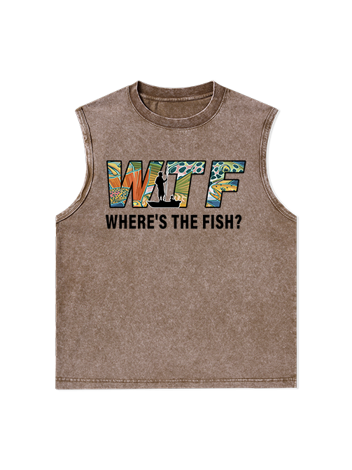 Where is The Fish Funny Unisex Washed Cotton Tank