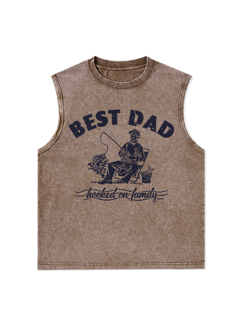 Best Fishing Dad Unisex Washed Cotton Tank