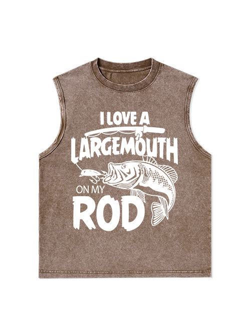 I Love a Largemouth on My Rod Funny Washed Cotton Tank