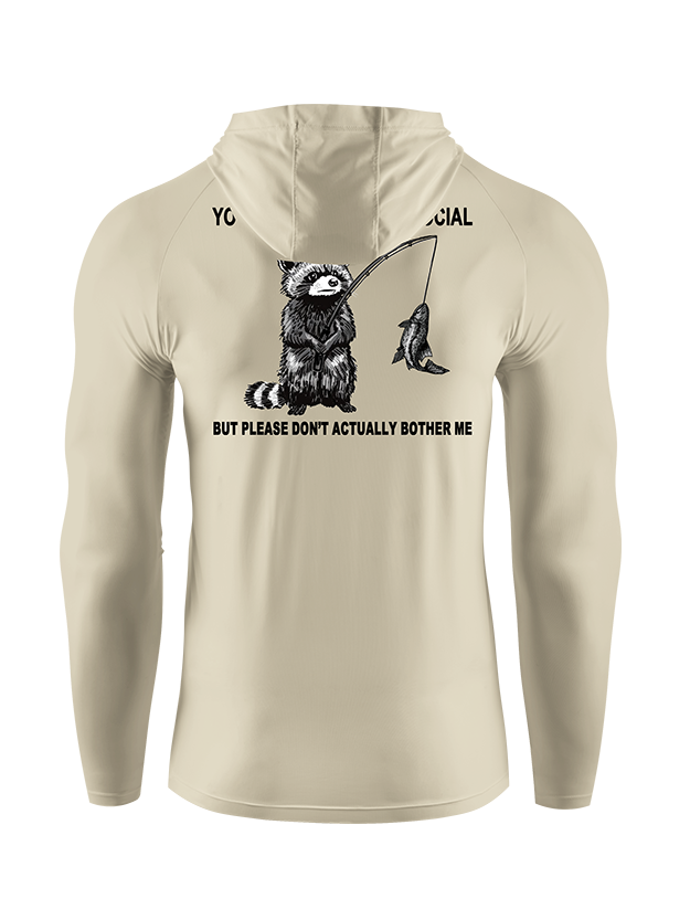 Antisocial Raccoon Fishing Humor UPF Hoodie