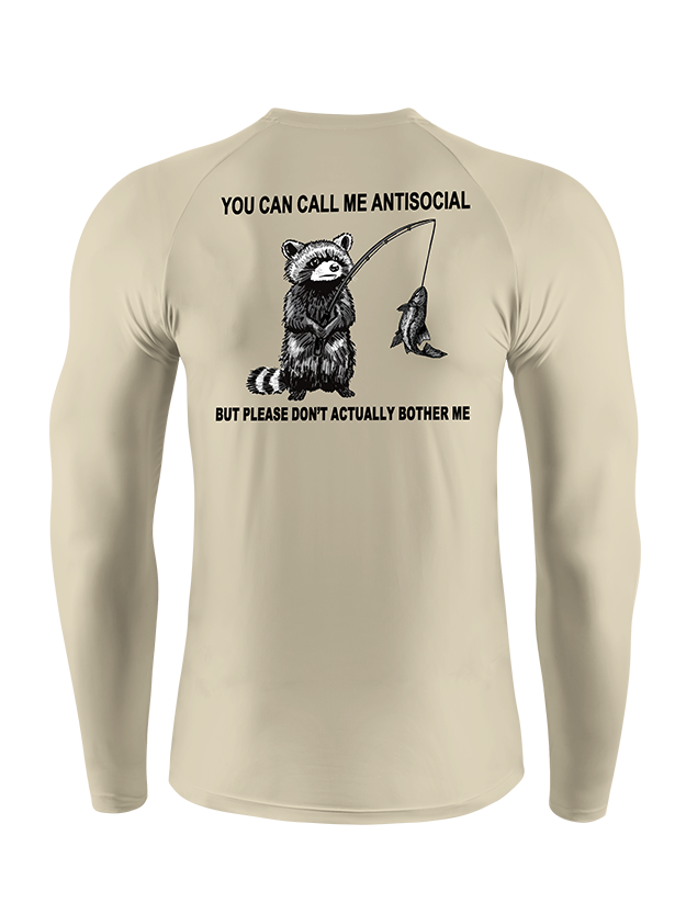Antisocial Raccoon Fishing Humor UPF Long Sleeve Shirt
