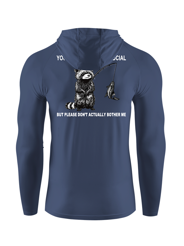 Antisocial Raccoon Fishing Humor UPF Hoodie