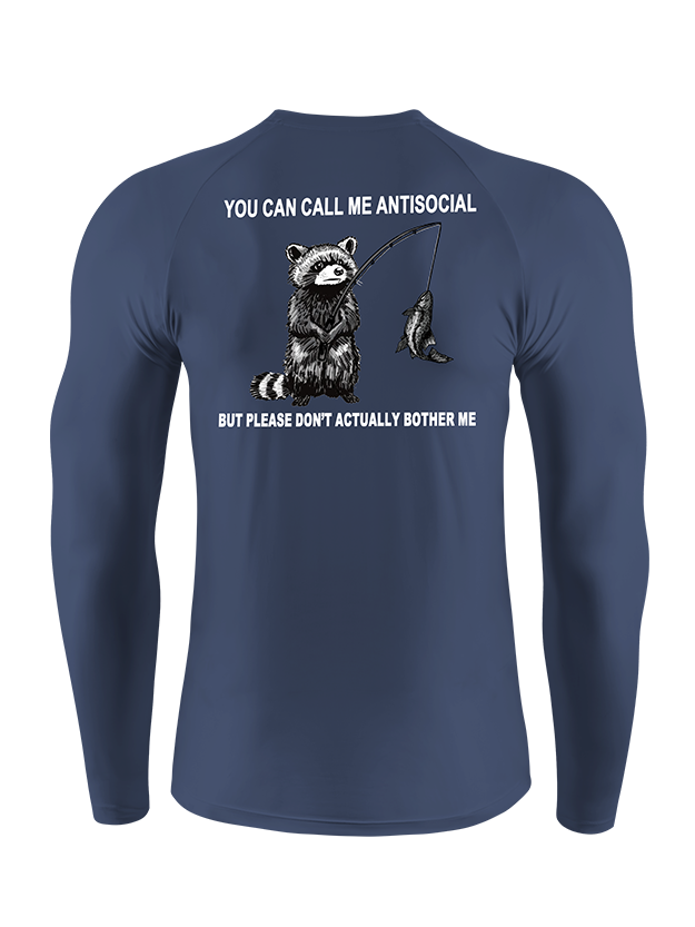 Antisocial Raccoon Fishing Humor UPF Long Sleeve Shirt