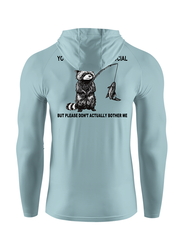 Antisocial Raccoon Fishing Humor UPF Hoodie