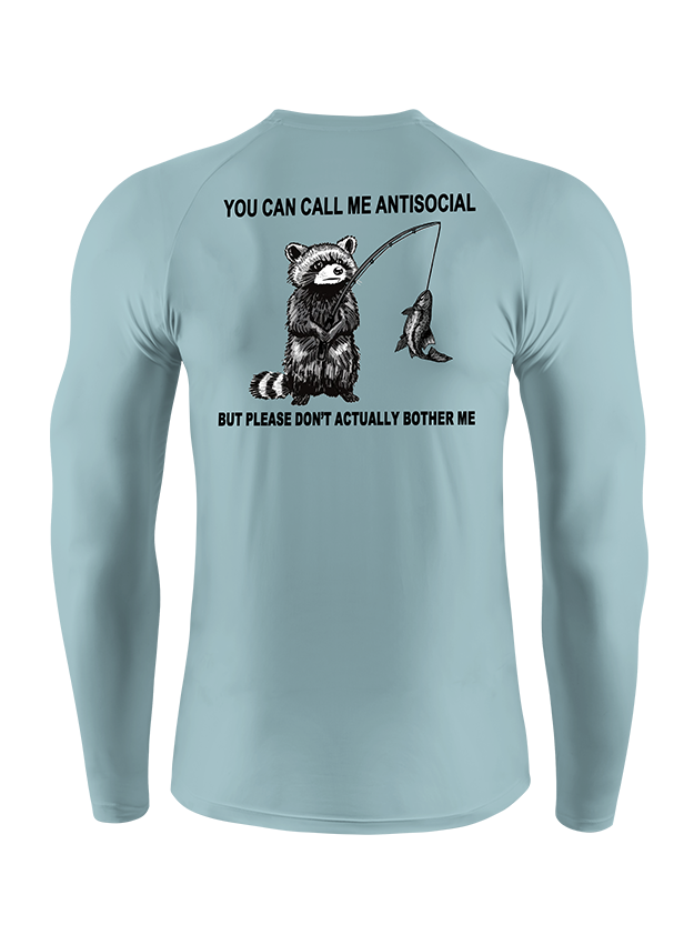 Antisocial Raccoon Fishing Humor UPF Long Sleeve Shirt