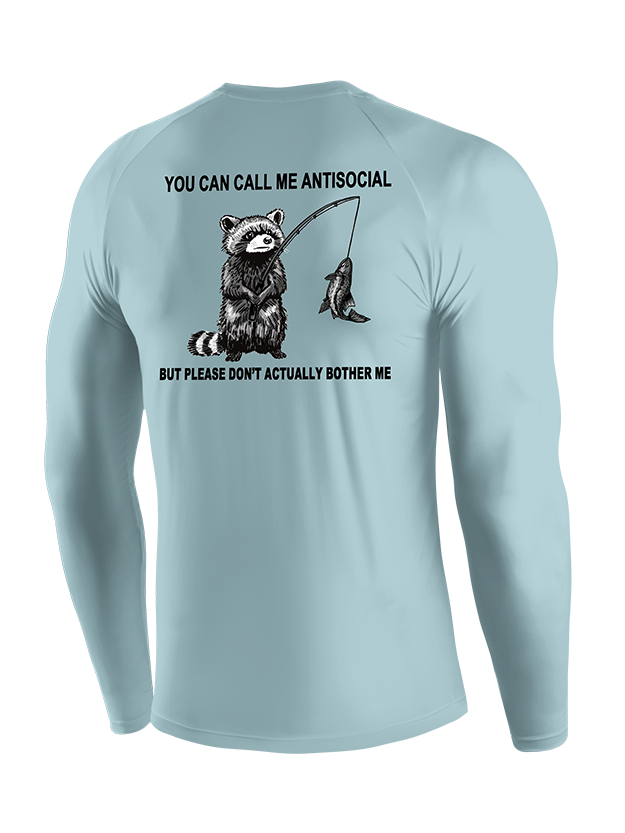 Antisocial Raccoon Fishing Humor UPF Long Sleeve Shirt